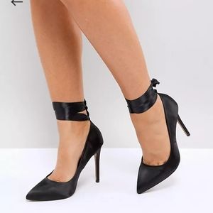 ASOS Weak black satin Wide Fit heels size 4 4W